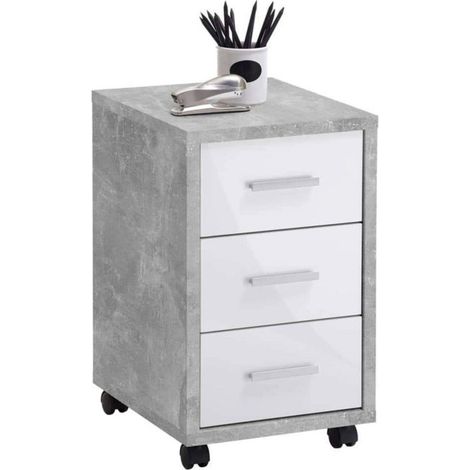 Caisson de Bureau 3 Tiroirs "Dylda" 58cm Gris
