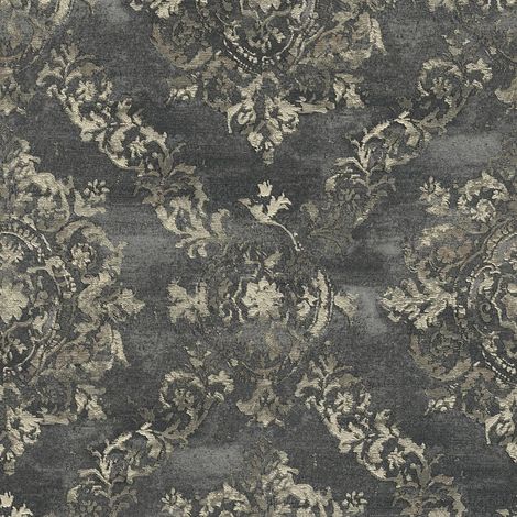 Baroque wallcovering wall Profhome 387074 hot embossed non-woven wallpaper slightly textured baroque style shiny anthracite gold black grey 5.33 m2 (57 ft2) (1/5)