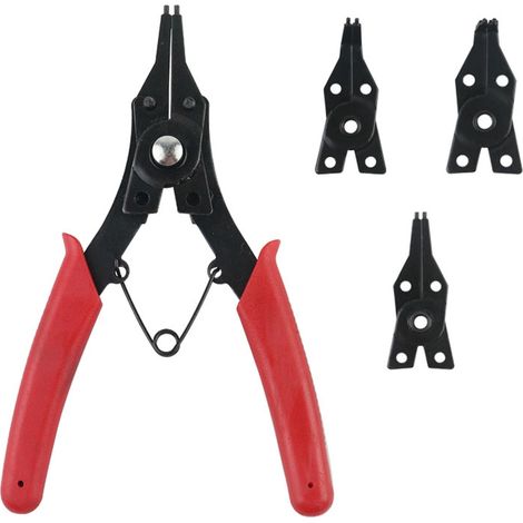 Pinces à Ressort Multifonction 4 en 1,Pince Pour Circlips Externes Internes,Outils À Main Clip De Rétention avec 4 Mâchoires Interchangeables pour Installation Et Retrait de Anneau de Retenue (1/5)