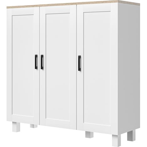 HOMCOM Credenza Buffet Stile Minimalista Nordico con Ripiani Regolabili, Bianco