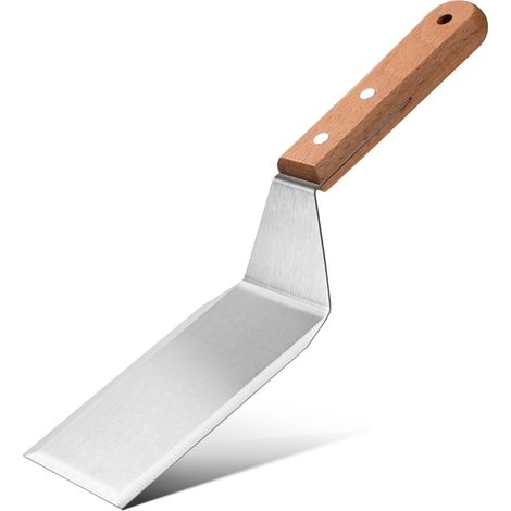 Spatule Cuisine Inox - 1 Pièce - Acier Et Hêtre - Résistante Chaleur - Crêpes Plancha Pizza - 28x7,1 Cm (1/5)