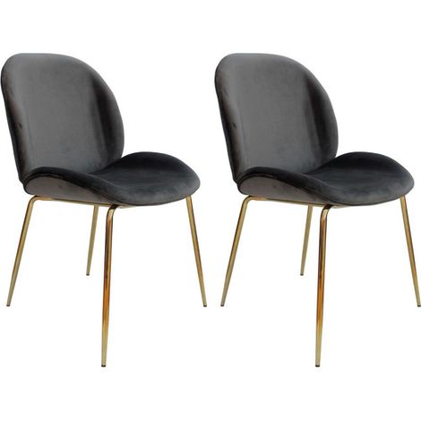 Lot de 2 Chaises Design "Charlize" 90cm Gris & Or (1/4)