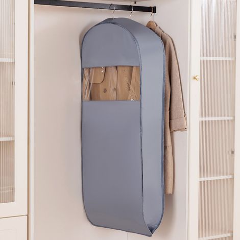 Housse de costume en tissu respirante grise, sac à vêtements à suspendre pour rangement dans l’armoire, protection pour manteaux, robes, vestes et chemises, housse de rangement de penderie anti-poussi (1/5)