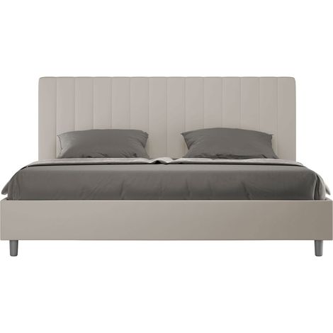 Letto matrimoniale king size senza rete imbottito 180x210 similpelle tortora Agueda