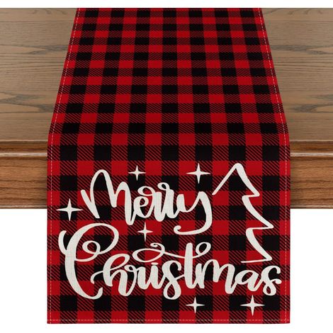 Chemin de table de Noël - Décoration de table, chemin de table, décoration de Noël, set de table imprimé Noël, style 12, 3393 cm. (1/5)