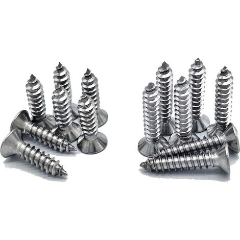 200 pcs  M4 en acier inoxydable vis autotaraudeuses Phillips à tête plate vis bricolage vis à bois (100 PCS M4 x 16 mm, 100 PCS M4 x 20 mm)