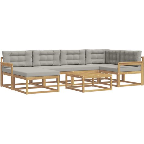 Outdoor Sofa Set 7 pcs White and Light Grey vidaXL (1/5)