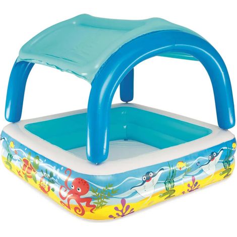 Piscine gonflable avec toit, bleue, dimensions 140 x 140 x 114 cm, pour jardin et extérieur, installation facile (1/5)