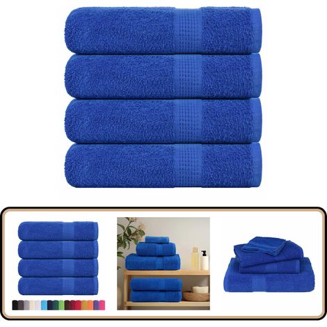 vidaXL Serviettes de douche 4 pcs bleu 70x140 cm 360 g/m² 100% coton (1/5)