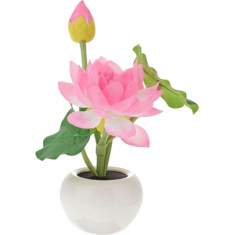 Lampe de Table LED 3 Têtes Lotus Rose, Design Simple en Céramique (1/5)