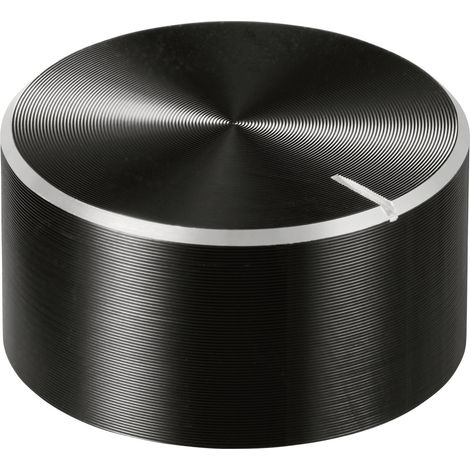 TRU COMPONENTS TC-11696480  Drehknopf mit Knopfmarkierung Schwarz (Ø x H) 25 mm x 13 mm Aluminium, P