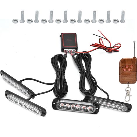4x6 LED-Notscheinwerfer, synchronisiertes Rot und Blau, 12V-Blitzlicht mit Fernbedienung (1/5)