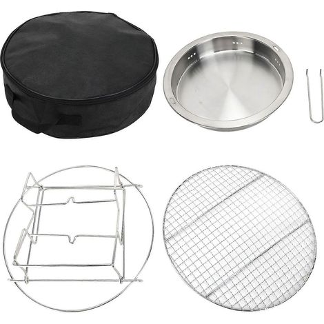 Barbecue portable en acier inoxydable, mini brasero rond pliable, charbon de bois écologique, gril avec grille de cuisson (1/5)