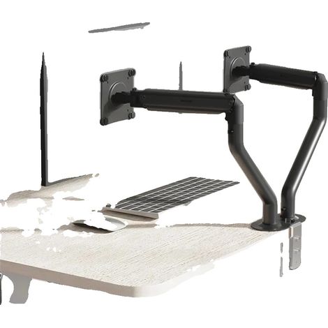 Soporte para dos monitores, altura ajustable, diseño de movimiento completo, color negro. (1/2)