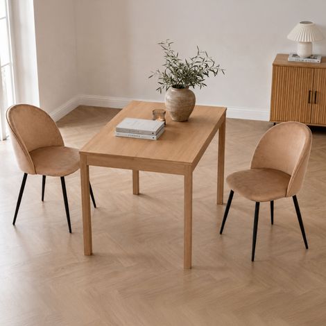 2er-Set Achito-Stühle, Samtgepolsterter Sessel, Gepolsterter Esszimmerstuhl, Konferenzstuhl, 51x54h82 cm, Beige (1/5)