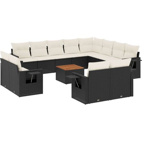 Maison Exclusive - Set de sofás de jardín y cojines 13 pzas ratán (1/5)