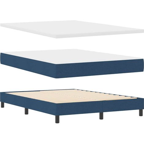 Box Spring Bed with Headboard Blue 160 x 200 cm Fabric vidaXL (1/5)