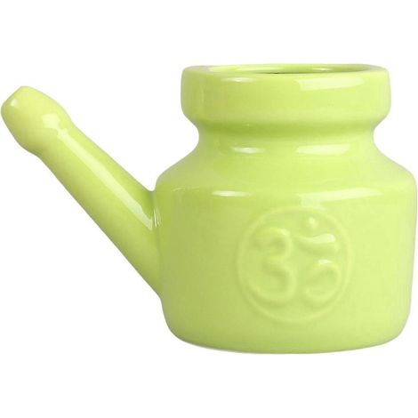 Pot Neti en céramique, portable et confortable pour le nettoyage du nez (vert) (1/5)