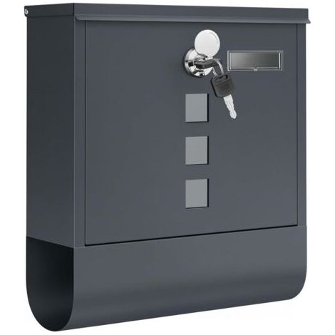 Boîte aux Lettres Murale, avec Serrure avec Couvercle Rotatif, Fenêtre de Visualisation, Porte-nom, Compartiment à Journaux, Montage Facile, 10 x 30,8 x 33,8 cm, Gris Anthracite