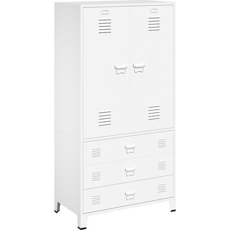 Maison Exclusive - Armario industrial de metal blanco 90x50x180 c (1/5)