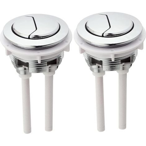 Bouton Poussoir WC, 2 PCS 48mm, Double Chasse, Réservoir, Boutons, Accessoires de Pompage, Argent, ABS, Acier Inoxydable, Vanne Globe, Plastique, 50 mm, NPT, 49mm (1/5)