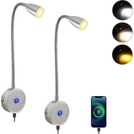 Lampe LED pour camping-car, lampe de lecture pour lit, 3 températures de couleur, 3 W variable, bras de cygne flexible, spot LED pour voiture, camion (1/4)