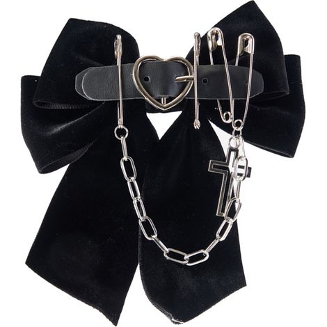 Punk cross chain bow hair clip dark subculture gothic leather buckle pin edge clip (1/5)