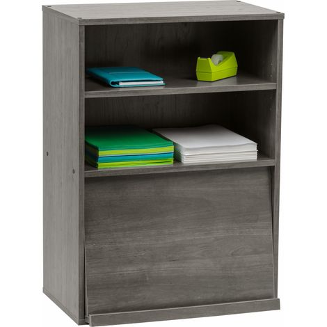 Iris Ohyama, estantería de madera con puertas, CHR-1, roble gris, W59 x D40.9 x H83.6 cm