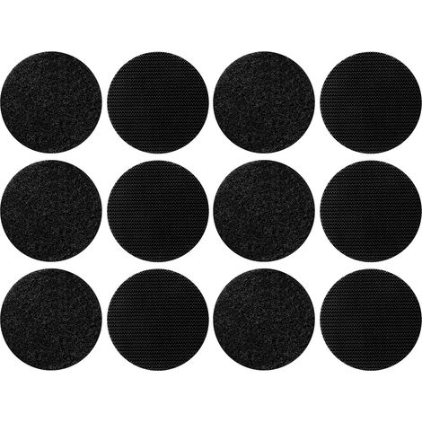 Lot de 6 coussins antidérapants ronds auto-adhésifs à scratch pour tapis, draps et coussins de siège, noirs (1/5)