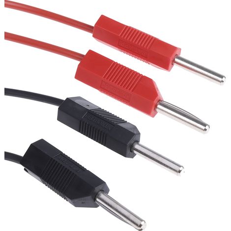 Cordon de test 4mm RS PRO, Noir, 4A, 15V, long. 1m ( Prix pour 1 paire ) (1/3)