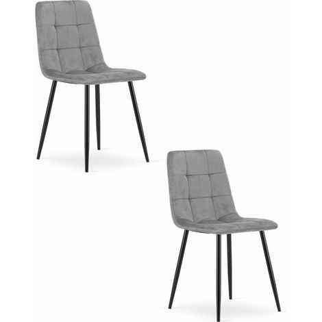 Fauteuil Kara - velours gris clair / pieds noirs x 2 (1/5)