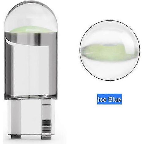 Lot de 2/10 ampoules LED T10 COB W5W 194 168 pour éclairage de plaque d'immatriculation, feu de gabarit, éclairage d'instrumentation, style automobile, blanc/bleu, 12 V (1/5)