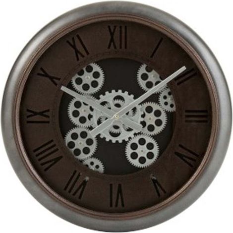Horloge engrenages gris acier 52x8cm (1/2)