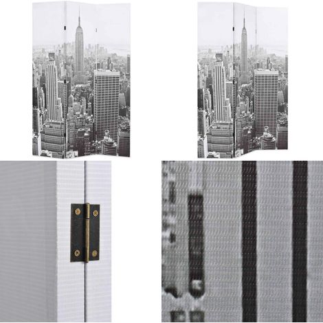Biombo divisor plegable 120x170 cm Nueva York blanco y negro - Separador de ambientes - Biombo plegable