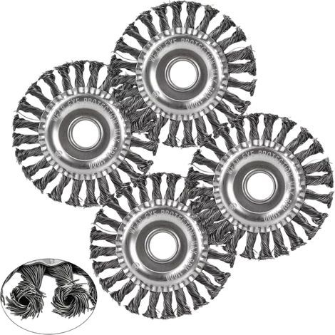 2/4X Drahtbürste für Winkelschleifer, geflochtene Scheibenbürste Ø125 mm x 22 mm (1/5)
