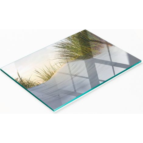 Tabla de cortar de cristal para cocina con estampado de dunas costeras, 80x52 cm. (1/5)