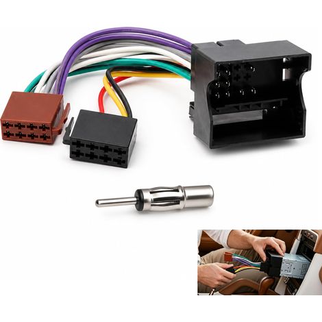 2PC Adaptateur ISO Autoradio, Câble Adaptateur Faisceau ISO, Câble Connecteur Radio 16 Broches Voiture Plug and Play, Faisceau Câblage Autoradio Compatible (1/5)