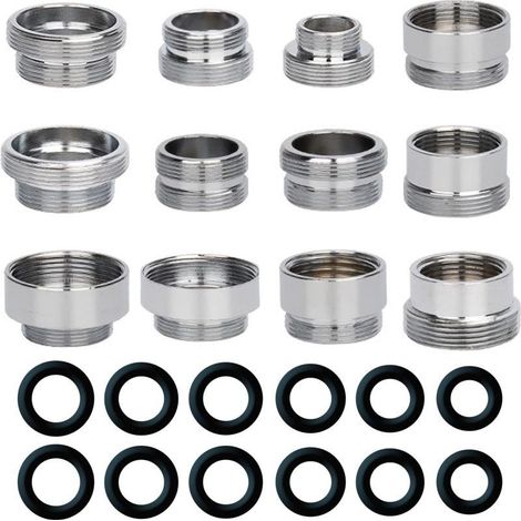 Kit d'adaptateurs de robinet 12 pièces – Argenté – 16-24mm – Pour tuyau d'arrosage et purificateur d'eau (1/5)