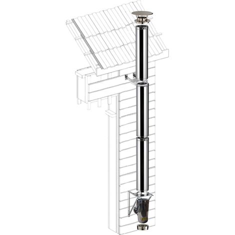 Poujoulat – Kit conduit isolé vertical extérieur Therminox – Ø150 mm – Longueur 335 cm – Isolation laine de roche densifiée – Chapeau pare-pluie inox
