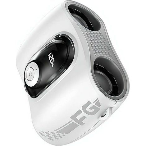 Ventilateur randonnée mains libres – Double flux – 120 vitesses – Storm – 300-500mAh – USB – Clip/cou – 4 couleurs – Fraîcheur nomade – Blanc (1/4)