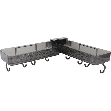 Étagère murale pour lavabo, résistante à l'eau, pliable, robuste et polyvalente, servant également de support de douche ou d'organisateur pour salle de bain et cuisine, gris transparent (1/5)