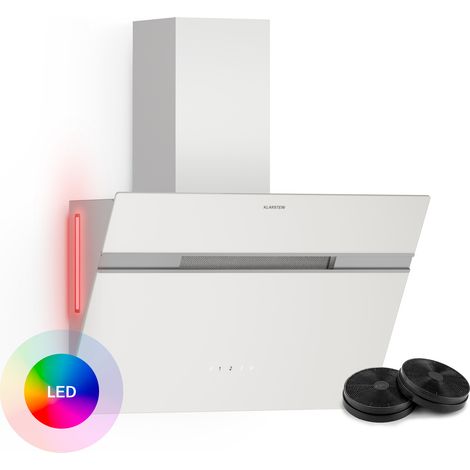 Klarstein Alina Hotte Aspirante - 60 cm Hotte Décorative, 600 m³/h, Classe A, LED, 68 dB, Recirculation & Évacuation, Blanche
