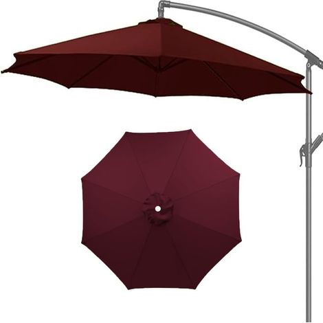 Tela para sombrilla de 6.5 pies, 9 pies y 10 pies, cubierta para parasol, toldo de repuesto para patio, 8 varillas, fácil de instalar (rojo, 8 varillas) (burdeos, 10 pies, 8 varillas) (1/5)