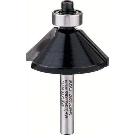 Bosch Fase-/Bündigfräser 6 mm, D1 34,9 mm, B 11,1 mm, L 14,6 mm, G 56 mm, 45°