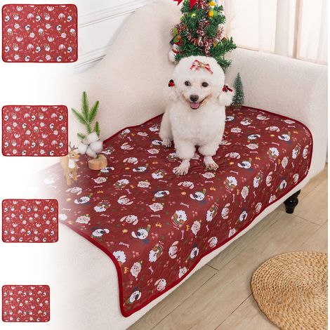 Tapis D'entraînement Pour Animaux - Absorbant Non Glissant Lavable - Style Noël Rouge - 100 x 70 cm - 1 Pièce (1/5)