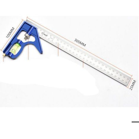 Équerre À Combinaison - 300 mm - Acier Inoxydable - Niveau À Bulle Intégré - Pour Mesure Et Marquage Précis - 1 Pièce (1/5)