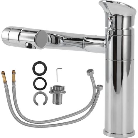 Universelle Waschtischarmatur, Einloch-Waschtischarmatur-Rohrset, Waschtischarmatur mit G1/2-Gewinde aus hochfestem Stahl, Warm- und Kaltwasser-WC-Waschtischarmatur