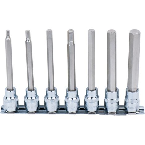 KS Tools 3/8 CHROMEplus Bit-Stecknuss-Satz Innensechskant, 7-tlg. 4-12 mm,lang