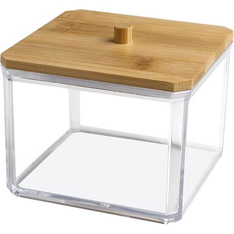 Boîte de rangement en acrylique pour cotons-tiges et cotons à démaquiller, rangement en plastique pour table de maquillage