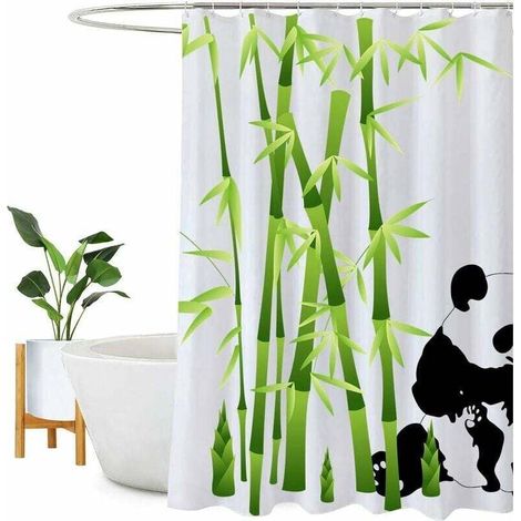 Tenda da doccia impermeabile, lavabile e antimuffa per il bagno - con 12 ganci, poliestere, panda, 180X180cm (1/4)